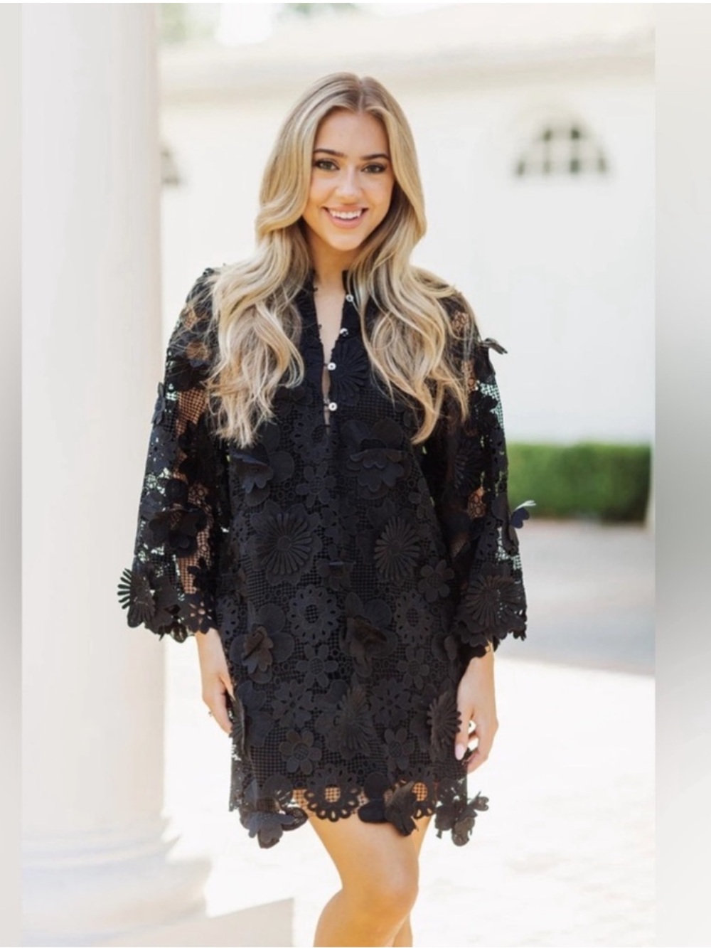 NWT J.Marie 3D Lace The Seraphina Mini Black Dress Sz XS